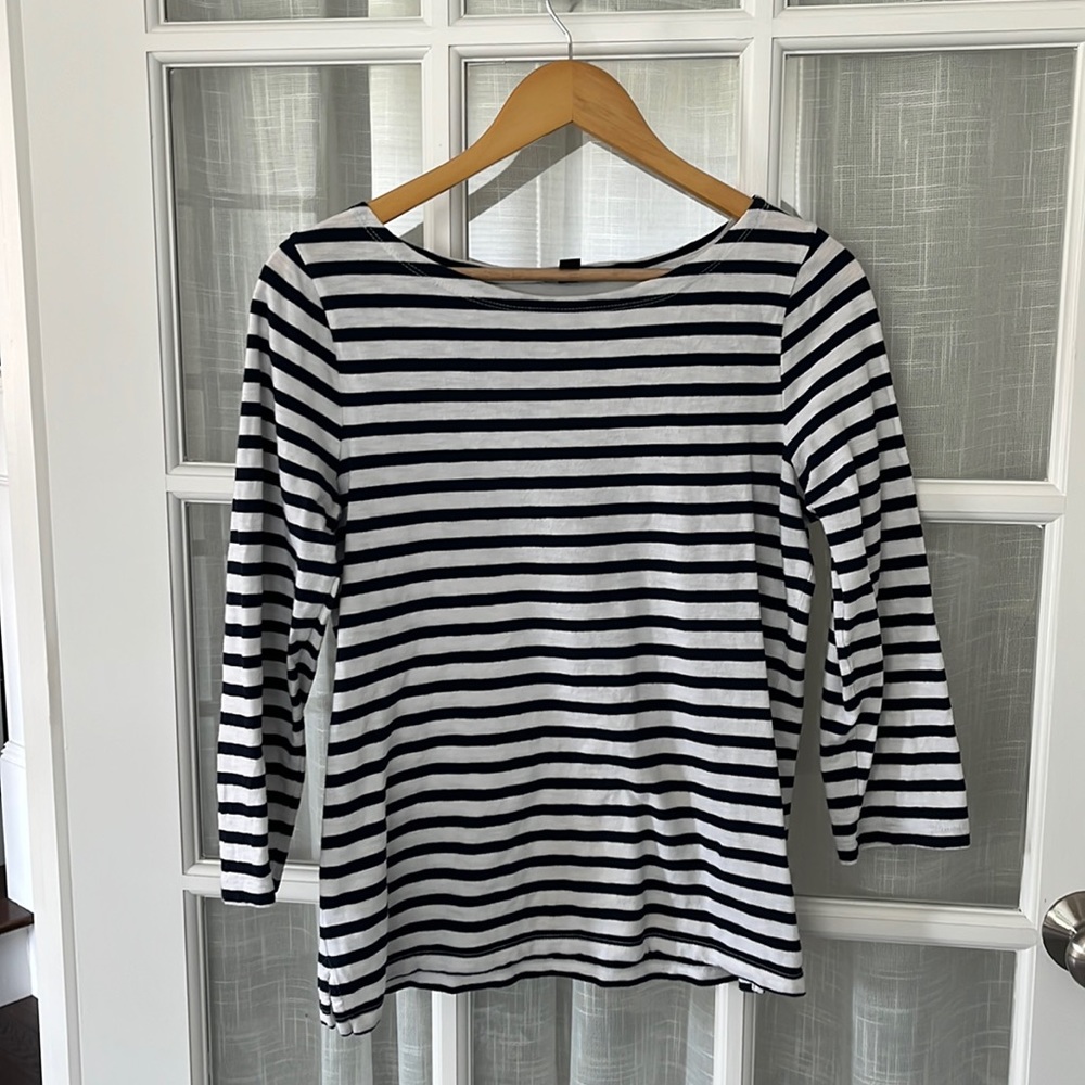 J. Crew blue and white striped boatneck shirt - S